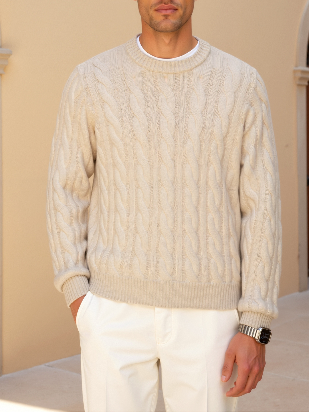 Emma & Rose cashmere cable knit sweater — premium winter jumper