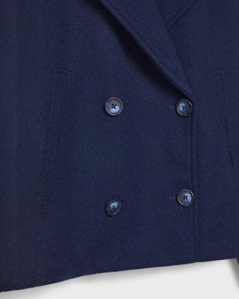 Short Women's Wool Cross Coat - Minimalist and Elegant
