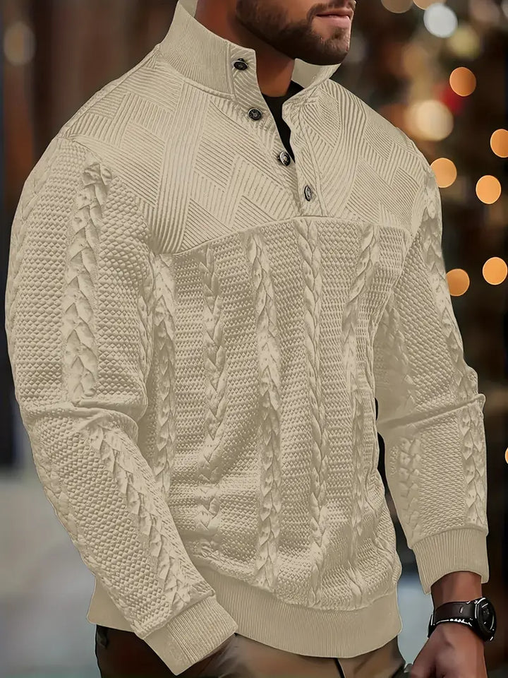 MASON – TEXTURED BUTTON-UP KNIT SWEATER