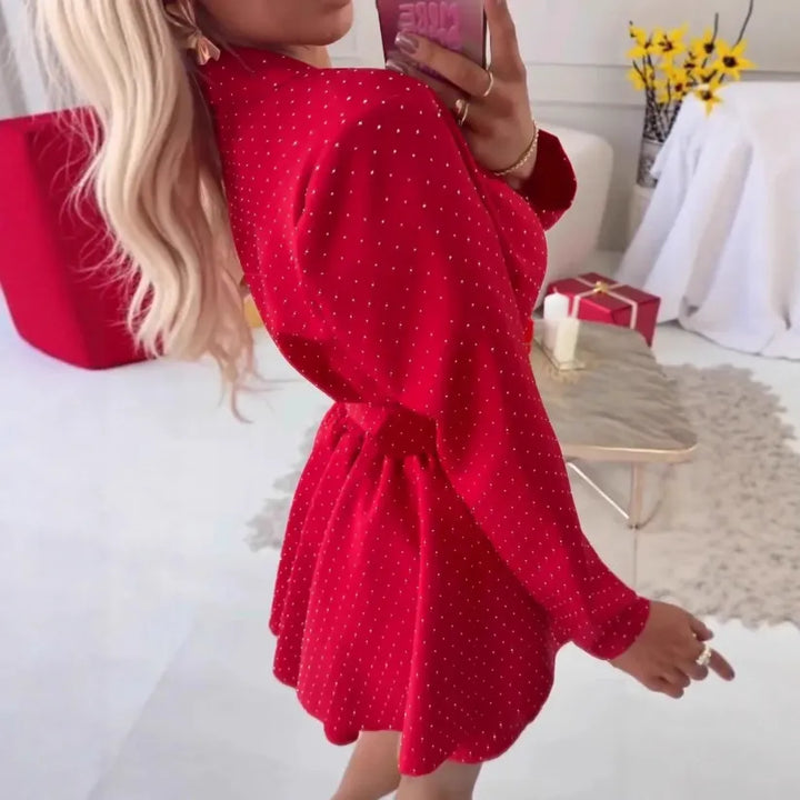 Luze Polka Dot Blazer Mini Dress with Buckle Belt, view 7 - Elena Harper