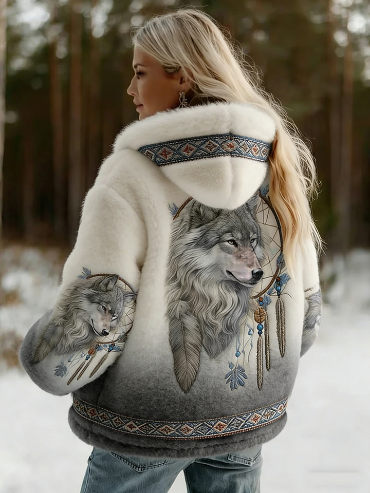 Dahlina Hooded Jacket with Artistic Print and Soft Lining for Women - Elena Harper