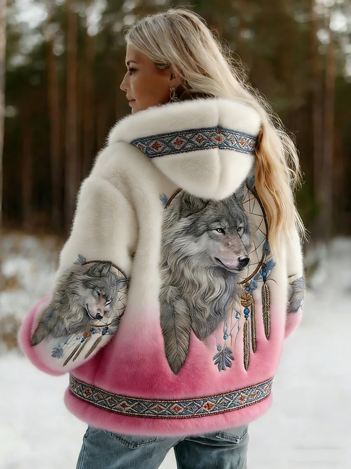 Dahlina Hooded Jacket with Artistic Print and Soft Lining for Women - Elena Harper