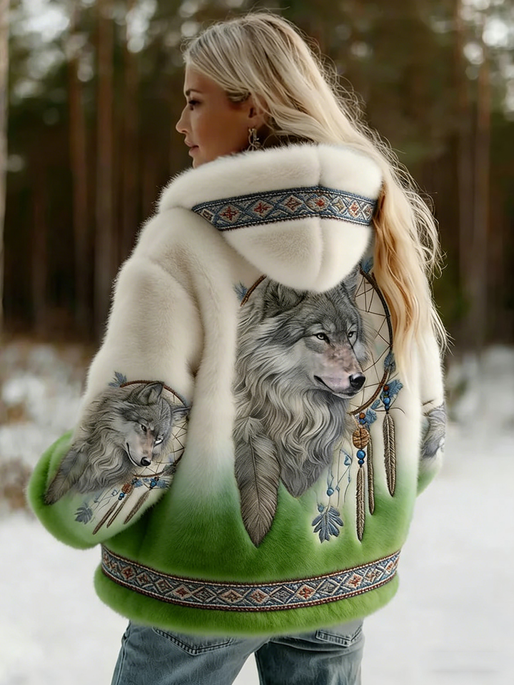 Dahlina Hooded Jacket with Artistic Print and Soft Lining for Women - Elena Harper