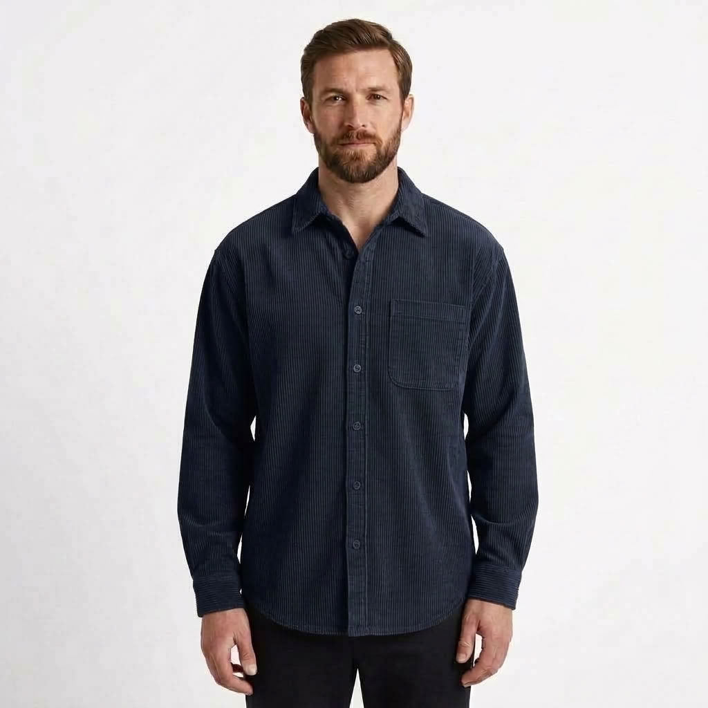 Textured Button-Front Overshirt For Men