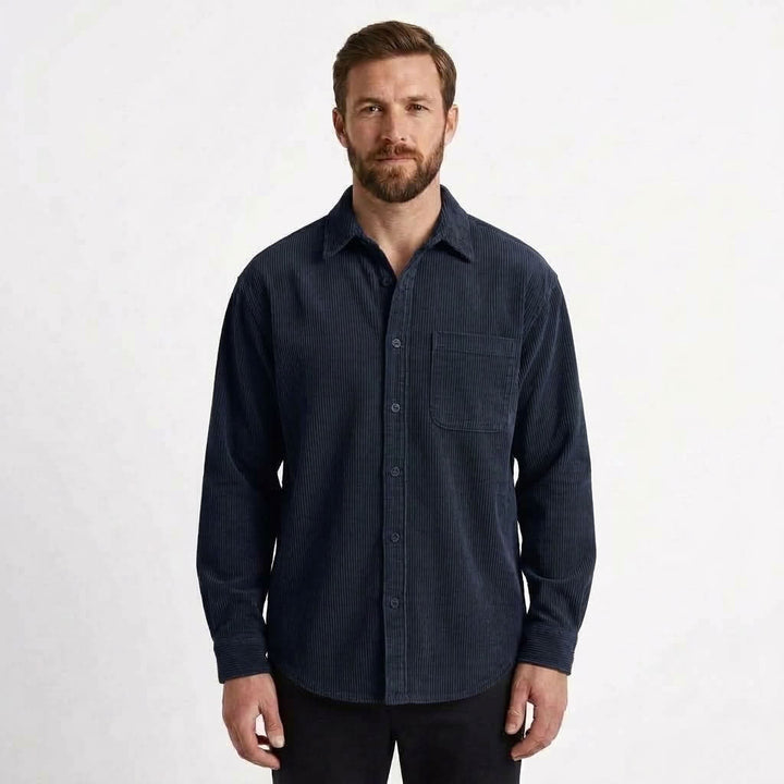 Textured Button-Front Overshirt For Men