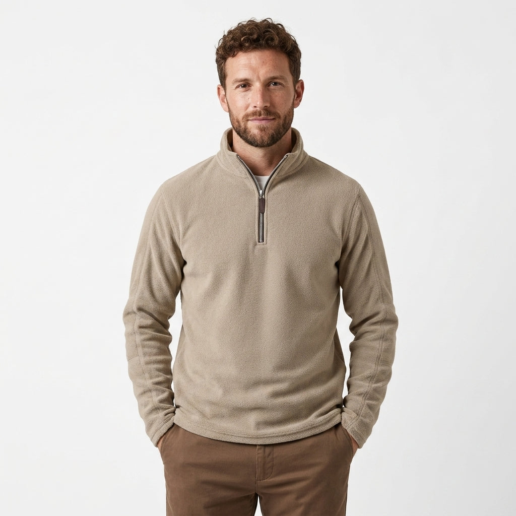 FLEECE ZIP HENLEY SWEATSHIRT FOR MEN