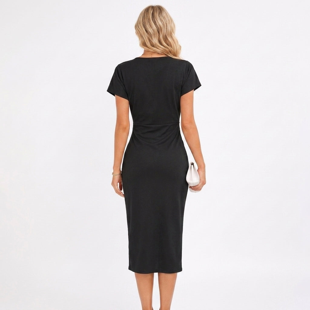 Fitted Black Midi Dress Party