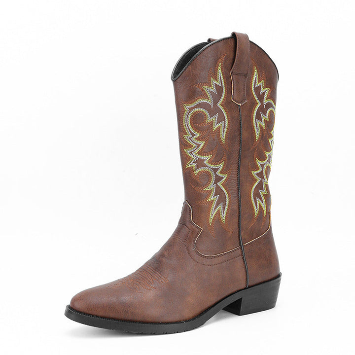 Retro Style Embroidered High Boots for Men - Kervon