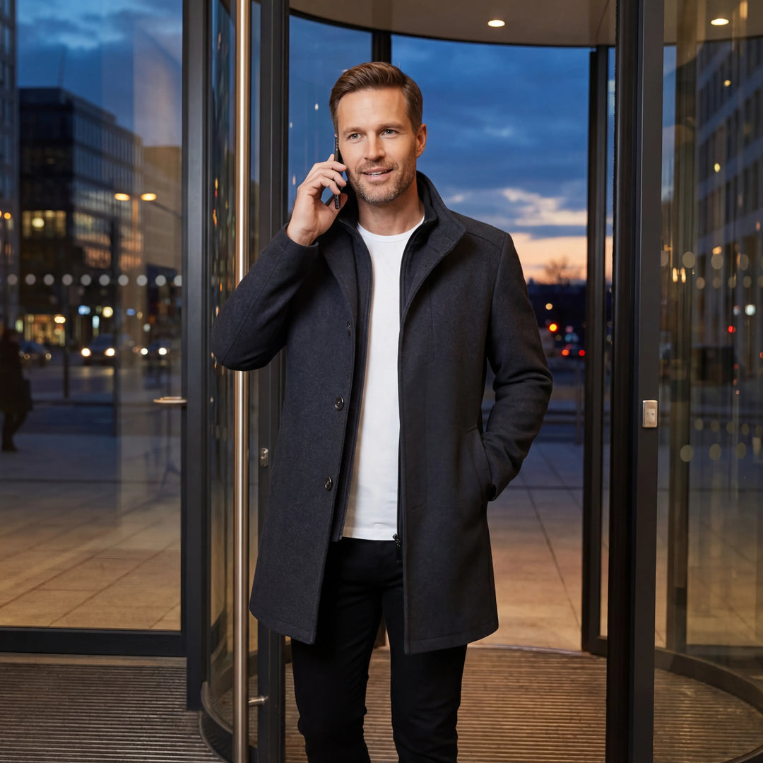 MEN'S MID-LENGTH WOOL COAT