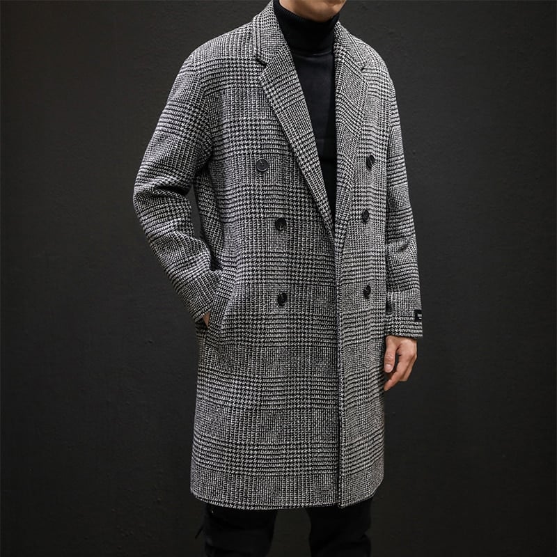 Men's wool effect coat with classic pattern - Ervahn