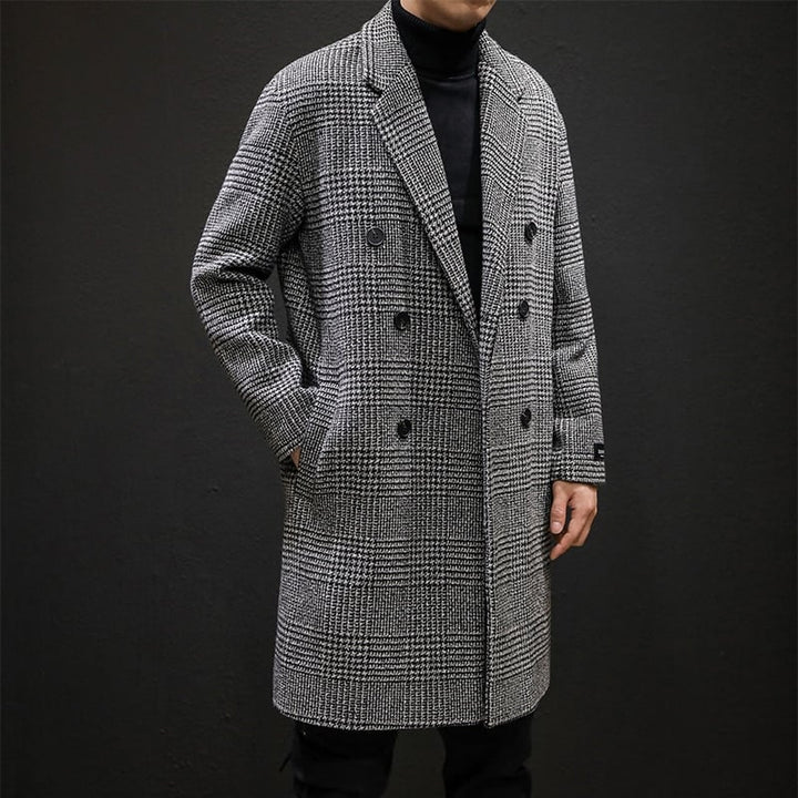 Men's wool effect coat with classic pattern - Ervahn