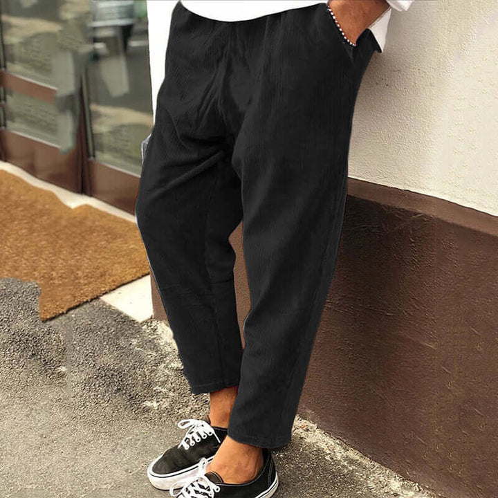 Men's Ribbed Cropped Trousers Casual Style, view 4 - Elena Harper