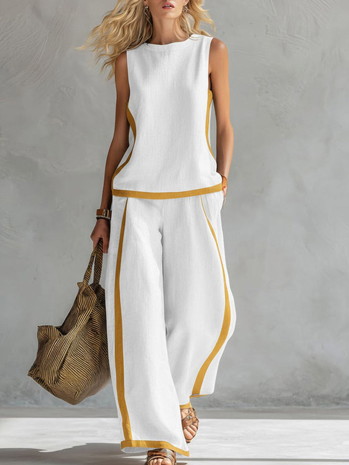 Lunara Stylish Linen Outfit with Wide Pants, view 6 - Elena Harper