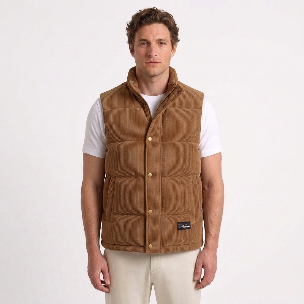 Quilted Velvet Padded Gilet for Men