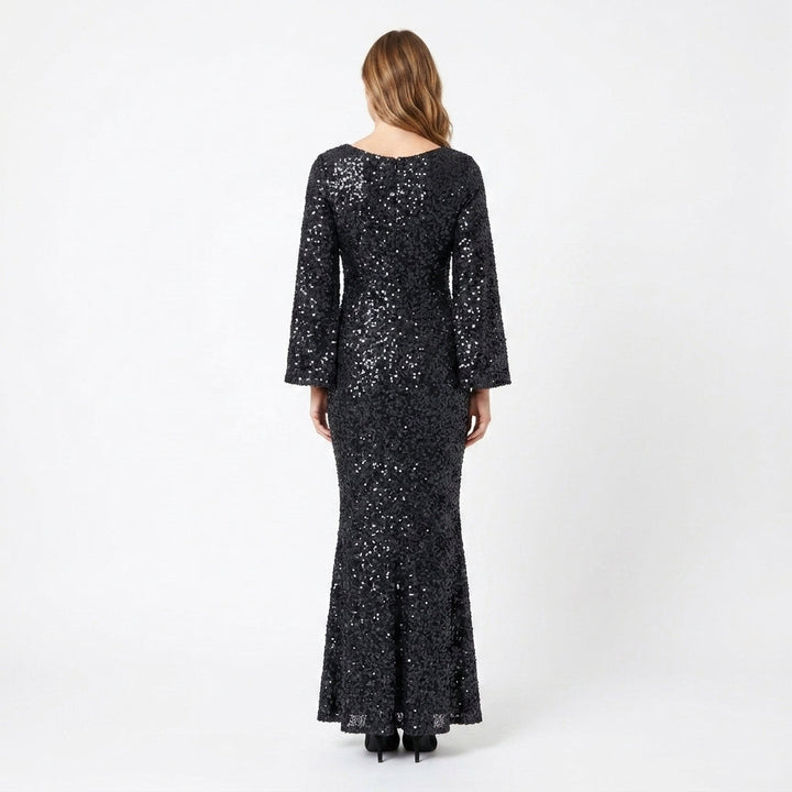 Black Sequin Mermaid Maxi Dress