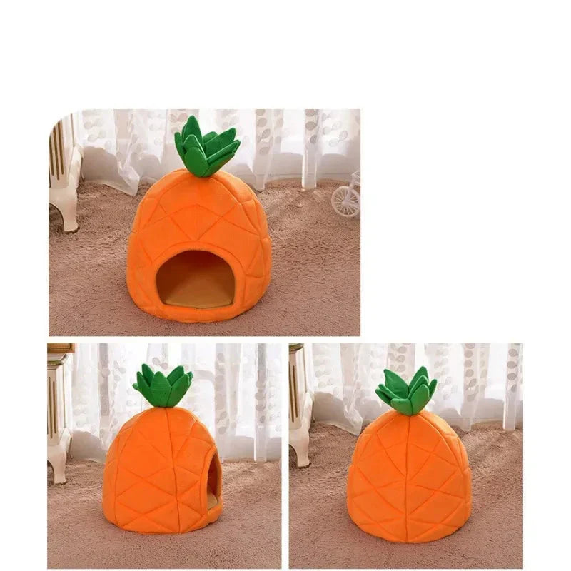 Unisex Pineapple Cat Cave - Cozy Pet Retreat for Cats & Small Dogs