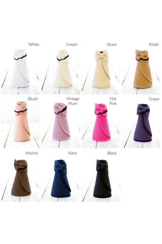 Women's Foldable Wide Brim Sun Visor with Elegant Bow