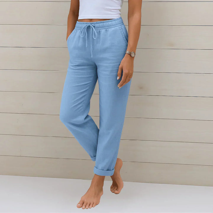 STRETCH LINEN PANTS FOR WOMEN