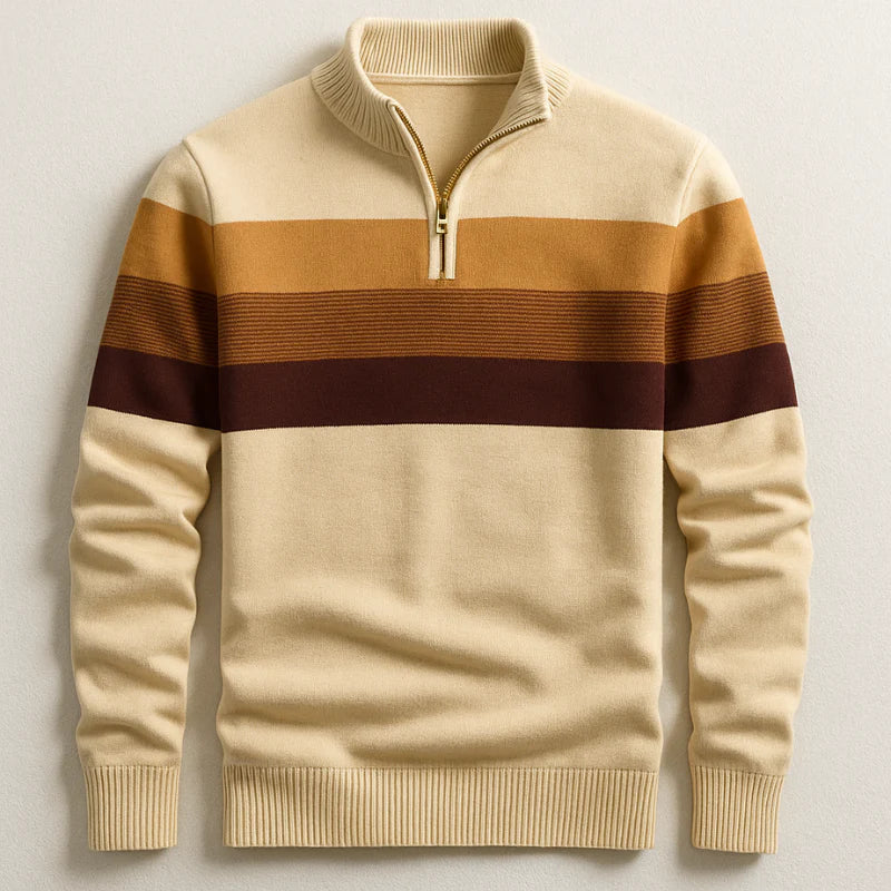 Elston Midweight Cotton Quarter Zip Sweater with Clean Lines for Men - Elena Harper