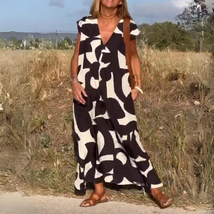 Elena™  |  Printed Dress V-neck