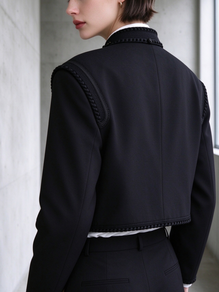 Chinese Knot Trim Cropped Jacket