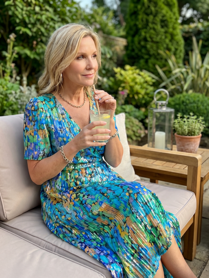 Women's Floral Print Flutter Sleeve Midi Dress for Effortless Style