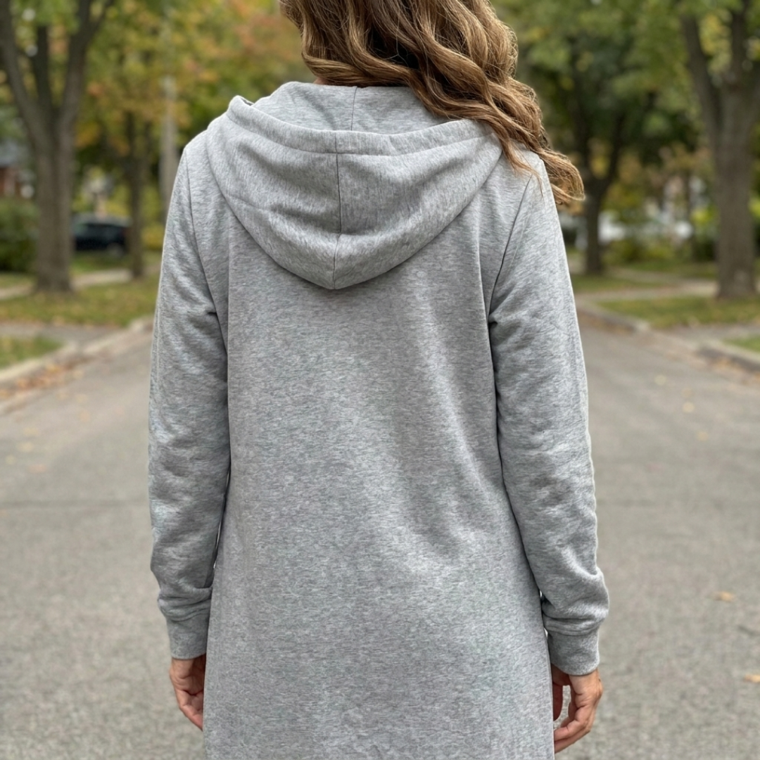 Sophie - Elegant Maxi Zip-Up Hoodie Cardigan