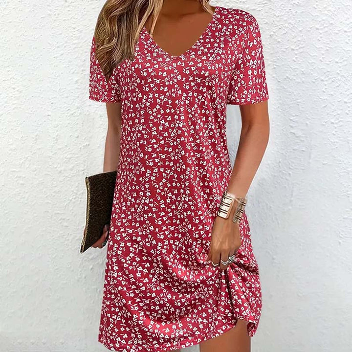 Rachel Casual Short Dress with V-Neck - Elena Harper