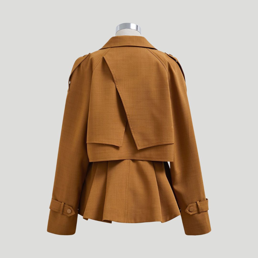 Peplum Jacket with a Striking Collar and Waist-Fitting Design - Gemma