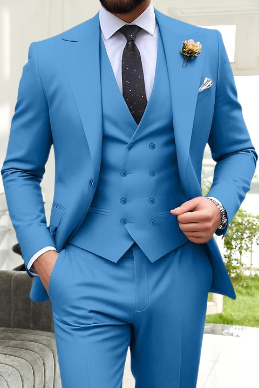 Gremist Peak Lapel Slim Fit 3-Piece Suits - Elena Harper