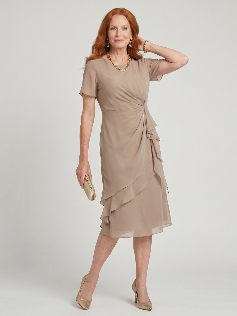 Eira Short Sleeve Layered Hem Midi Dress - Elena Harper