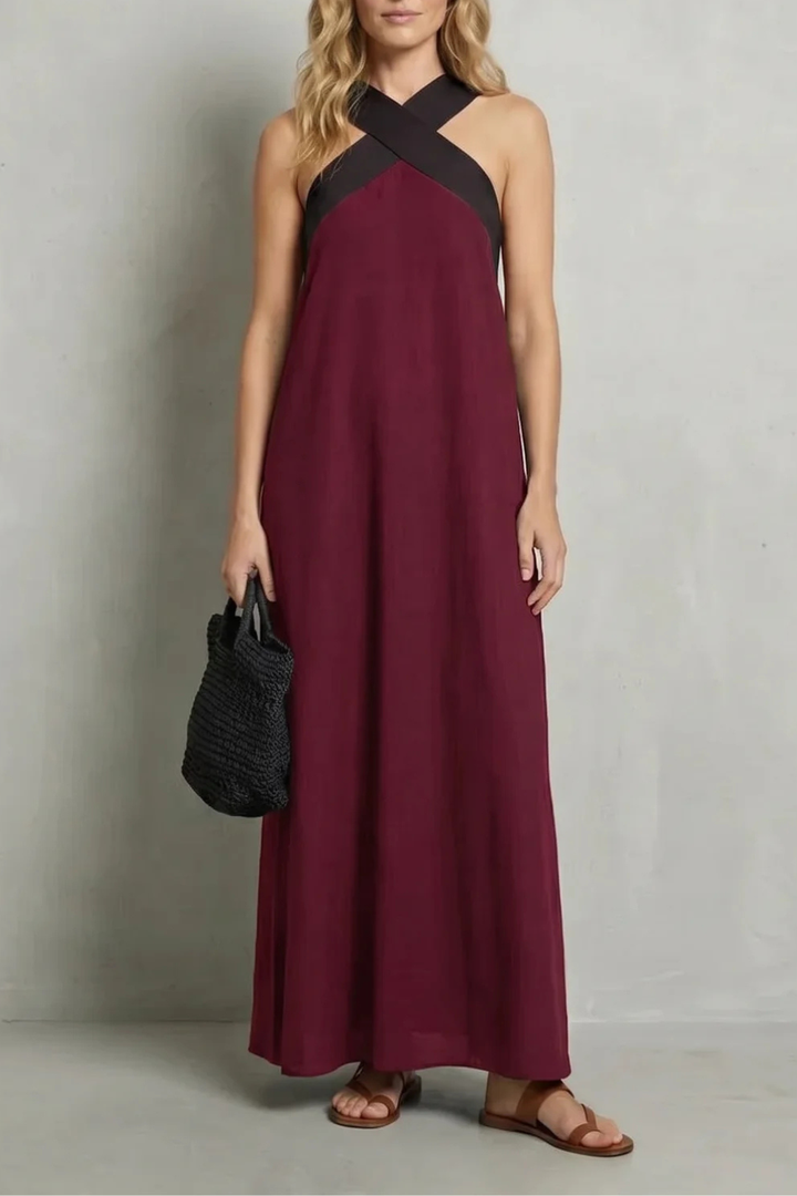 Seravelle – Cross-halter elegance – Maxi dress