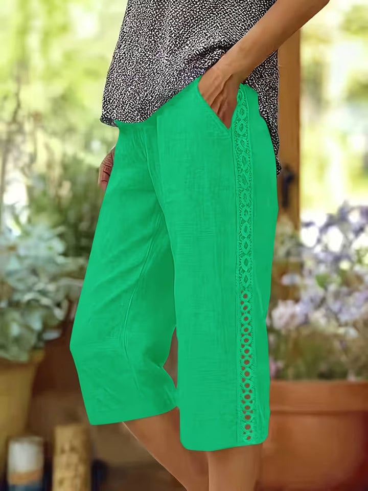 Arnisa Comfortable Summer Pants with Side Lace Inserts, view 2 - Elena Harper