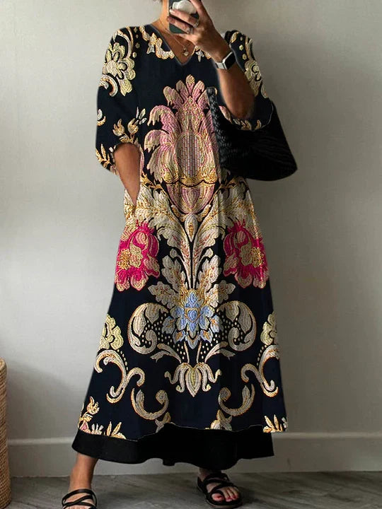 Elegant Print Dress Clara - Elena Harper