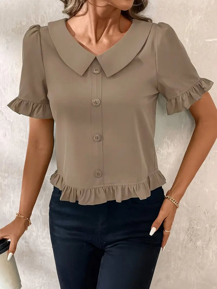 Foteini Elegant Short Sleeve Blouse, view 5 - Elena Harper