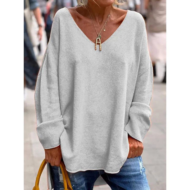 NORA - CASUAL CHIC V-NECK BLOUSE