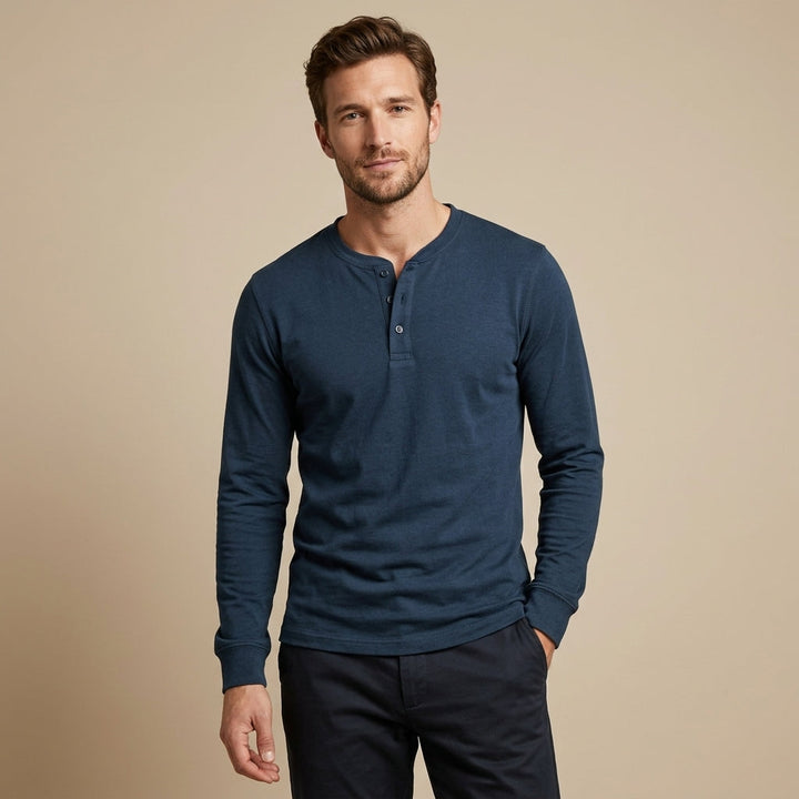 MEN'S LONG SLEEVE HENLEY SHIRT