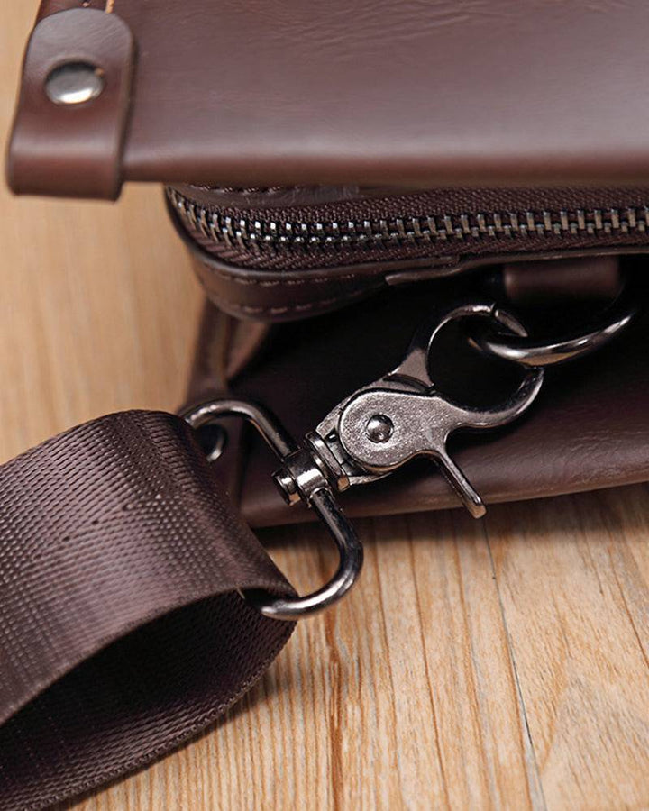 Emma & Rose Manhattan Roger™ business case showing sleek black leather exterior and organized interior for professionals.