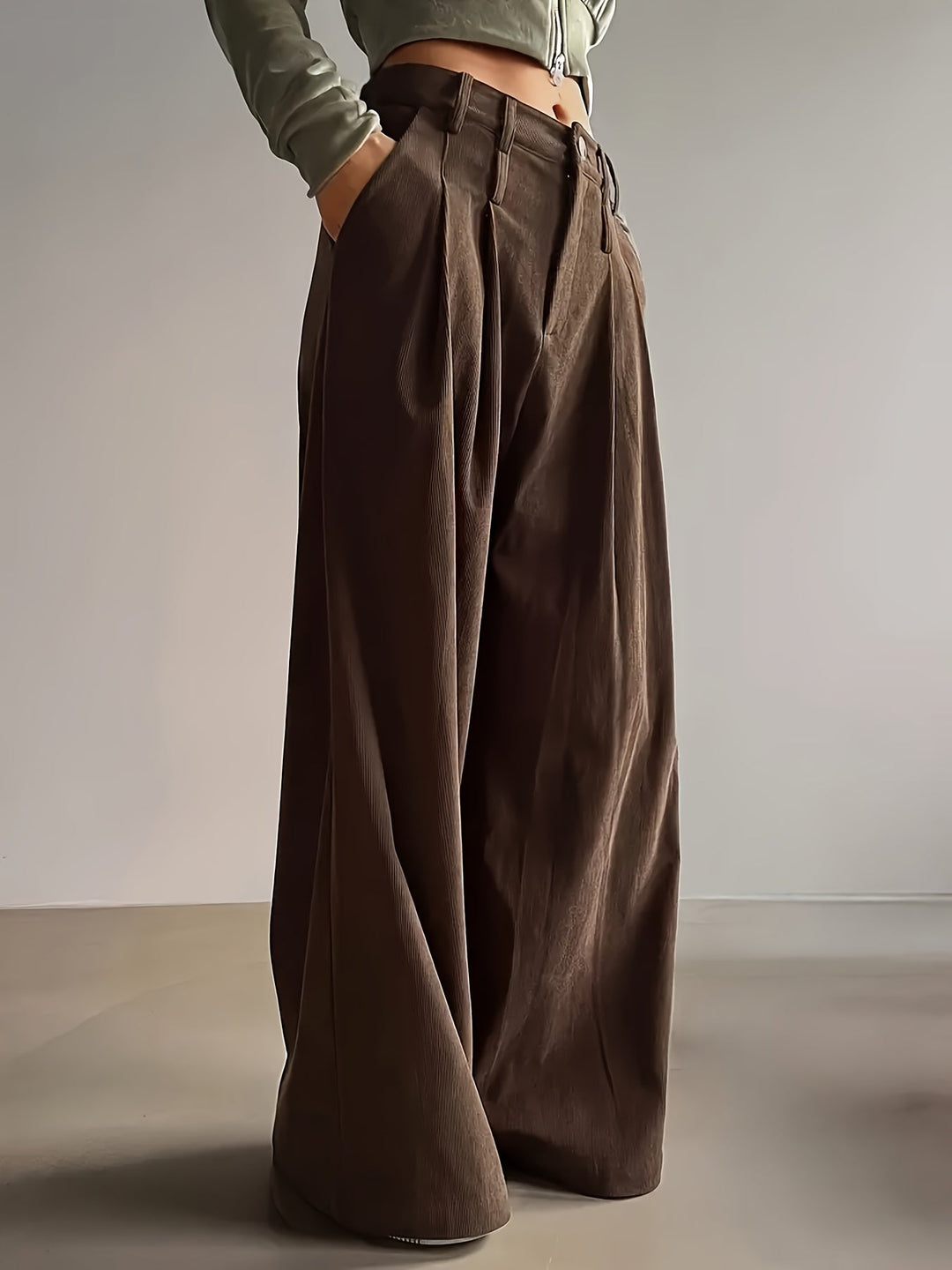 Celia Pleated Wide-Leg Trousers, view 9 - Elena Harper