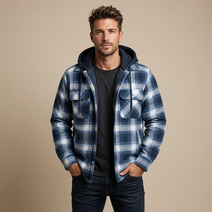 Men's Hooded Checkered Jacket