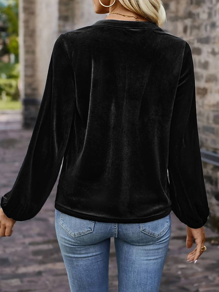 Lihi Comfortable Long Sleeve Top with V-Neck, view 9 - Elena Harper