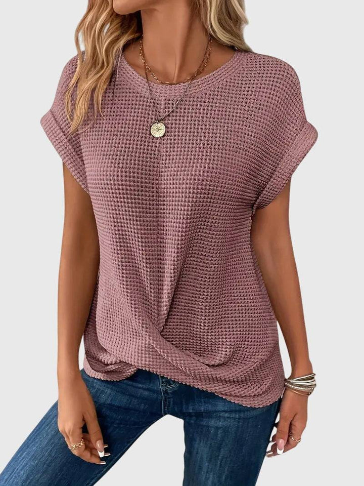 Isa™ Elegant Blouse with crew neck by Emma & Rose Cape Town, featuring a stylish, lightweight fabric and classic design.