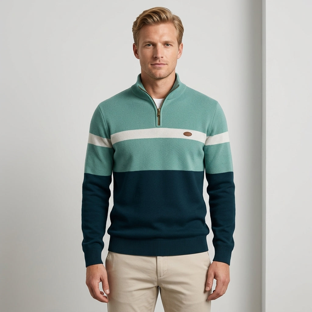 Harrington Oxford | Quarter Zip Knit Pullover For Men