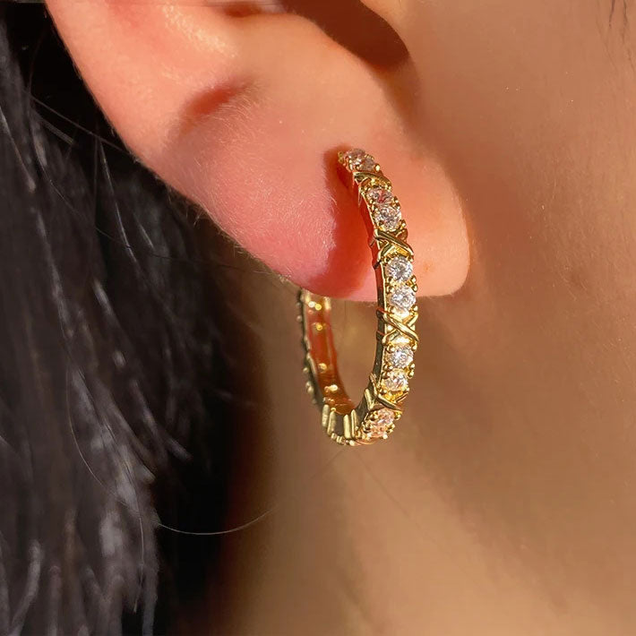 Aurelisse™  |  Zirconia Cross Earrings Gold