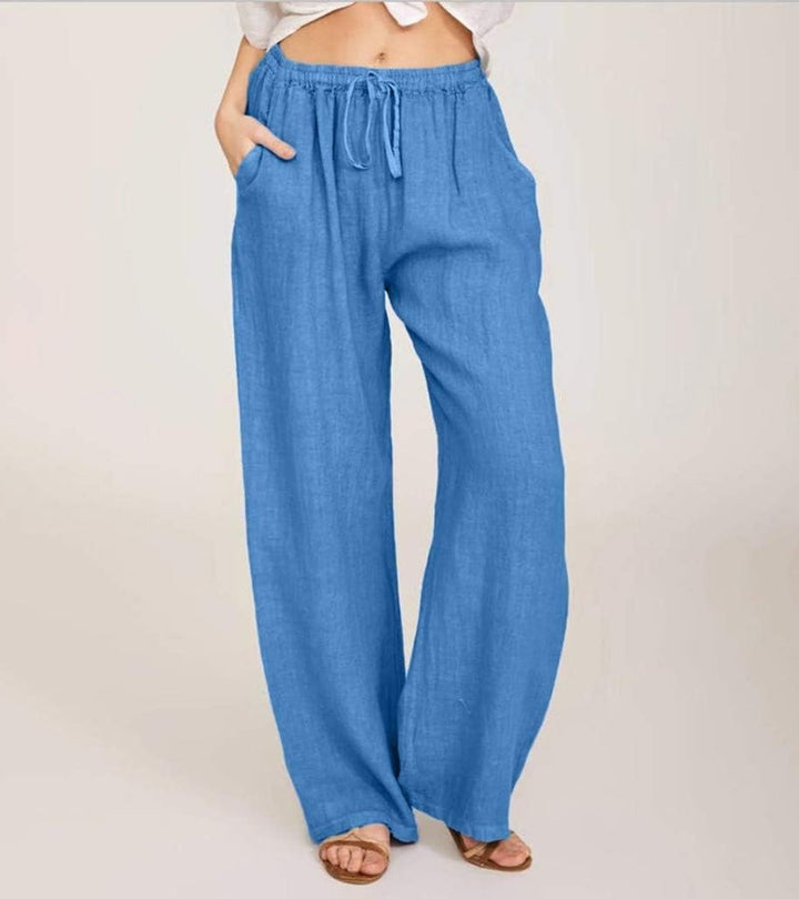Casual Wide-Leg Cotton Pants for Women Lightweight High-Waisted Summer Pants, view 6 - Elena Harper
