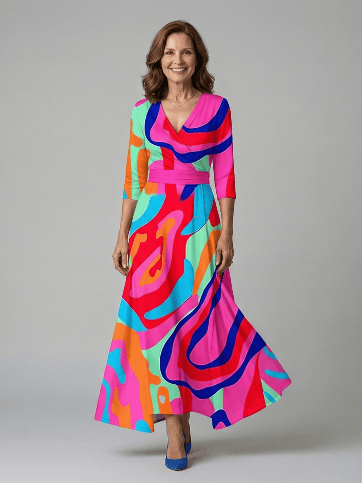 Celine™ wrap neck midi dress by Emma & Rose Cape Town, featuring a stylish midi length and elegant wrap neckline.