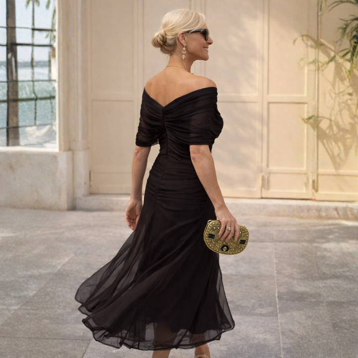Mikaela™ | Belly-Camouflaging Off-Shoulder Maxi Dress
