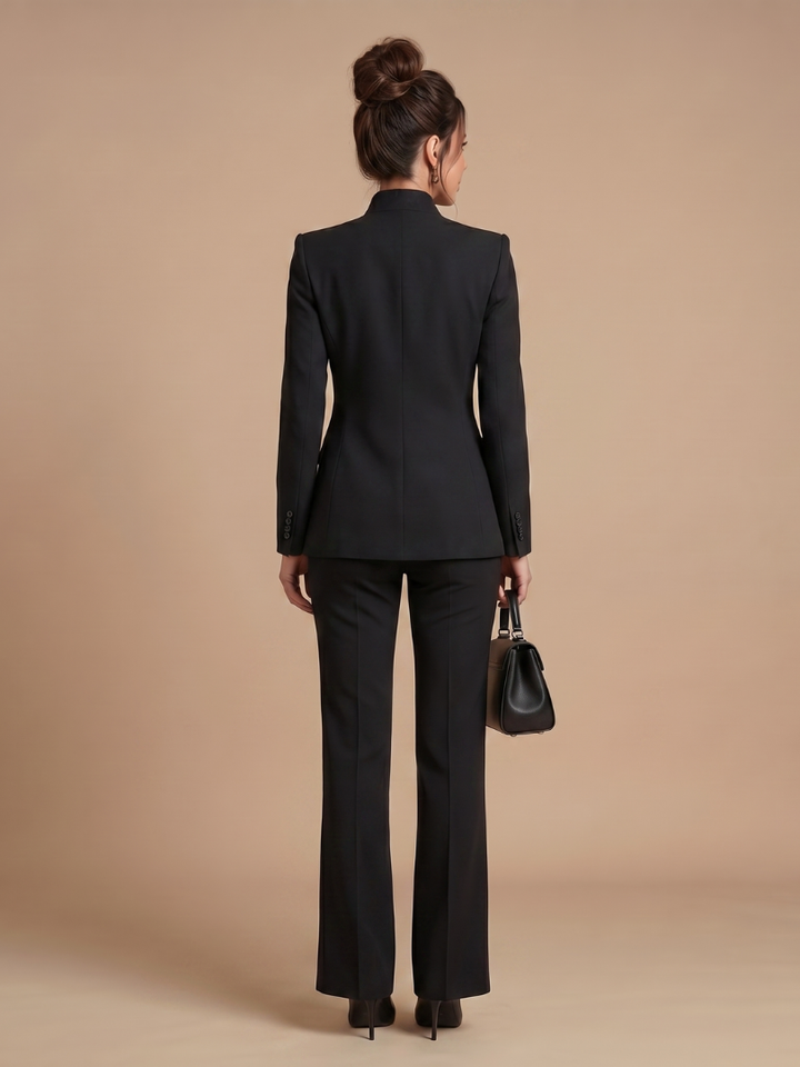 Delta Structured Stand Collar Tailored Suit - Elena Harper