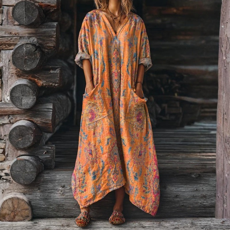 Vintage Ethnic Print Dress