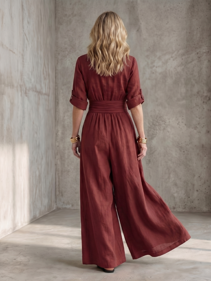 Women's Cross Front Wide Leg Jumpsuit - Elegant & Comfortable
